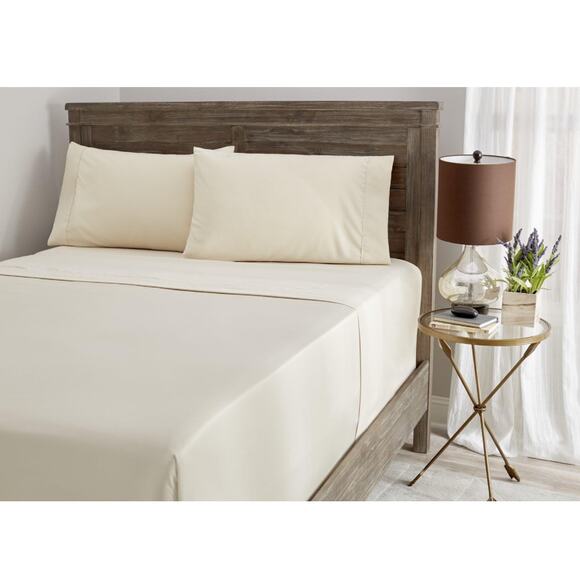 Serta Perfect Sleeper Premium Microfiber Sheet Set - King, Off White Ivory NEW - Picture 1 of 6